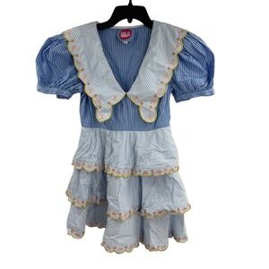 Celia B Puff Sleeves Small Kendra Striped Cotton Mini Dress Feminine